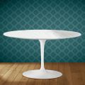 Tavolino Tulip Eero Saarinen H 41 Ovale in Ceramica Salina Made in Italy - Scarlet