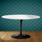 Tavolino Tulip Eero Saarinen H 41 Ovale in Ceramica Salina Made in Italy - Scarlet Viadurini