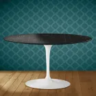Tavolino Tulip Eero Saarinen H 41 Ovale in Ceramica Somnia Made in Italy - Scarlet Viadurini