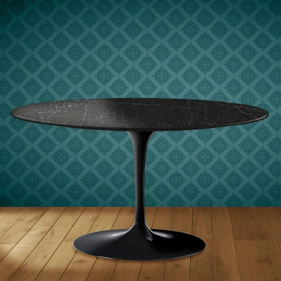 Tavolino Tulip Eero Saarinen H 41 Ovale in Ceramica Somnia Made in Italy - Scarlet Viadurini