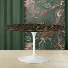 Tavolino Tulip Eero Saarinen H 41 Ovale in Marmo Emperador Dark Made in Italia Viadurini