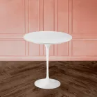 Tavolino Tulip Eero Saarinen H 52 in Laminato Liquido Bianco Made in Italy - Scarlet Viadurini