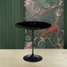 Tavolino Tulip Eero Saarinen H 52 in Marmo Nero Marquinia Made in Italy - Scarlet Viadurini