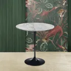 Tavolino Tulip Eero Saarinen H 52 Rotondo in Marmo Arabescato Made in Italy - Scarlet Viadurini