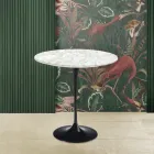 Tavolino Tulip Eero Saarinen H 52 Rotondo in Marmo di Carrara Made in Italy - Scarlet Viadurini