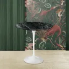 Tavolino Tulip Eero Saarinen H 52 Rotondo in Marmo Verde Alpi Made in Italy - Scarlet Viadurini