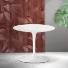 Tavolino Tulip Saarinen H 39 cm in Ceramica Florim Bianca Opaca - Scarlet Viadurini