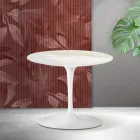 Tavolino Tulip Saarinen H 39 cm in Ceramica Florim Calacatta Gold Opaco - Scarlet Viadurini