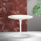Tavolino Tulip Saarinen H 39 cm in Ceramica Florim Statuario Opaco - Scarlet Viadurini
