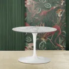 Tavolino Tulip Saarinen H 39 con Piano Ovale in Marmo arabescato Made in Italy - Scarlet Viadurini