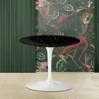 Tavolino Tulip Saarinen H 39 Rotondo in Marmo Nero Marquinia Made in Italy - Scarlet Viadurini