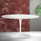 Tavolino Tulip Saarinen H 41 cm in Ceramica Florim Bianca Opaca - Scarlet Viadurini