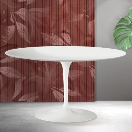 Tavolino Tulip Saarinen H 41 cm in Ceramica Florim Bianca Opaca - Scarlet Viadurini