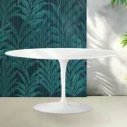 Tavolino Tulip Saarinen H 41 cm in Ceramica Florim Bianco Lucido - Scarlet Viadurini