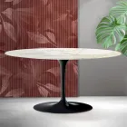 Tavolino Tulip Saarinen H 41 cm in Ceramica Florim Calacatta Gold Opaco - Scarlet Viadurini