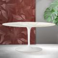 Tavolino Tulip Saarinen H 41 cm in Ceramica Florim Calacatta Gold Opaco - Scarlet