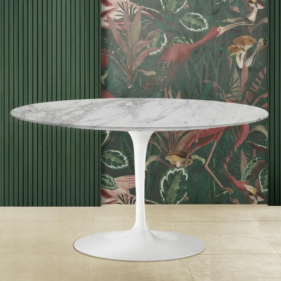 Tavolino Tulip Saarinen H 41 con Piano in Marmo Arabescato Realizzato in Italia Viadurini