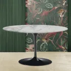Tavolino Tulip Saarinen H 41 con Piano in Marmo Arabescato Realizzato in Italia Viadurini