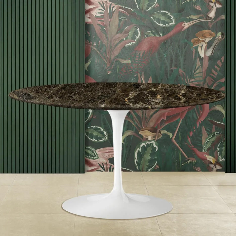 Tavolino Tulip Saarinen H 41 con Piano in Marmo Emperador Dark Made in Italia Viadurini