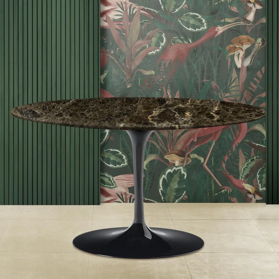 Tavolino Tulip Saarinen H 41 con Piano in Marmo Emperador Dark Made in Italia Viadurini