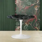 Tavolino Tulip Saarinen H 41 con Piano in Marmo Verde Alpi Realizzato in Italia Viadurini
