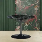 Tavolino Tulip Saarinen H 41 con Piano in Marmo Verde Alpi Realizzato in Italia Viadurini