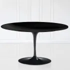 Tavolino Tulip Saarinen H 41 con Piano Ovale in Laminato Liquido Nero Made in Italy - Scarlet Viadurini
