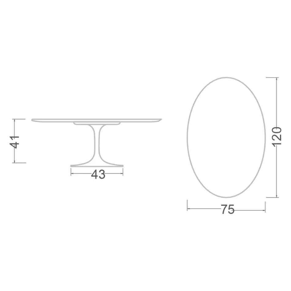 Tavolino Tulip Saarinen H 41 in Laminato Liquido Ovale Nero Made in Italy - Scarlet Viadurini