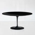 Tavolino Tulip Saarinen H 41 in Laminato Liquido Ovale Nero Made in Italy - Scarlet Viadurini