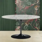 Tavolino Tulip Saarinen H 41 in Marmo di Carrara Statuarietto Made in Italy - Scarlet Viadurini