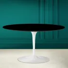 Tavolino Tulip Saarinen H 41 Ovale in Ceramica Nero Assoluto Made in Italy - Scarlet Viadurini