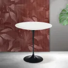 Tavolino Tulip Saarinen H 52 cm in Ceramica Florim Bianca Opaca - Scarlet Viadurini
