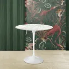 Tavolino Tulip Saarinen H 52 con Piano Ovale in Marmo di Carrara Made in Italy - Scarlet Viadurini