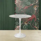 Tavolino Tulip Saarinen H 52 Ovale in Marmo di Carrara Statuarietto Made in Italy - Scarlet Viadurini