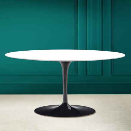 Tavolino Tulip Saarinen Ovale H 41 in Bianco Assoluto Made in Italy - Scarlet Viadurini