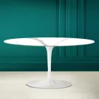 Tavolino Tulip Saarinen Ovale H 41 in Calacatta Michelangelo Made in Italy - Scarlet Viadurini