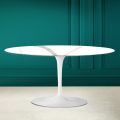 Tavolino Tulip Saarinen Ovale H 41 in Calacatta Michelangelo Made in Italy - Scarlet
