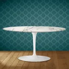 Tavolino Tulip Saarinen Ovale H 41 in Ceramica Aura 22 Made in Italy - Scarlet Viadurini