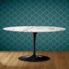 Tavolino Tulip Saarinen Ovale H 41 in Ceramica Aura 22 Made in Italy - Scarlet Viadurini
