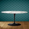Tavolino Tulip Saarinen Ovale H 41 in Ceramica Aura 22 Made in Italy - Scarlet