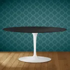 Tavolino Tulip Saarinen Ovale H 41 in Ceramica Domoos Made in Italy - Scarlet Viadurini