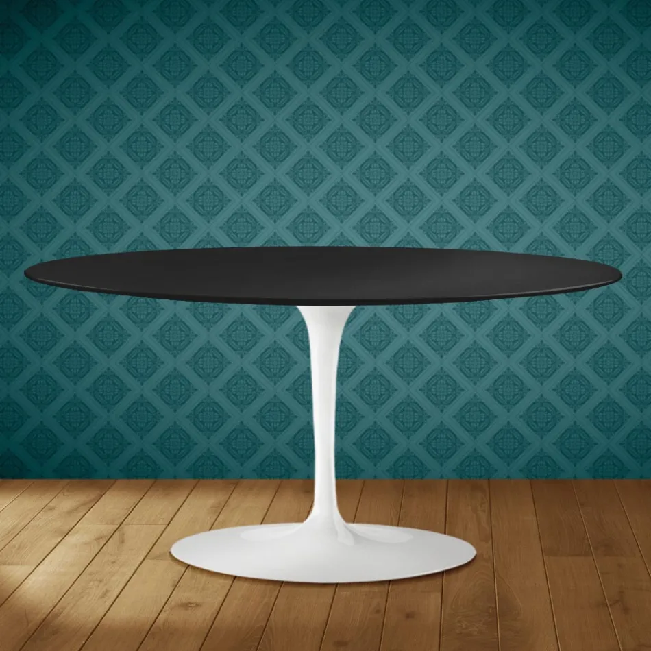 Tavolino Tulip Saarinen Ovale H 41 in Ceramica Domoos Made in Italy - Scarlet Viadurini