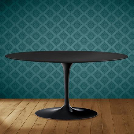 Tavolino Tulip Saarinen Ovale H 41 in Ceramica Domoos Made in Italy - Scarlet Viadurini