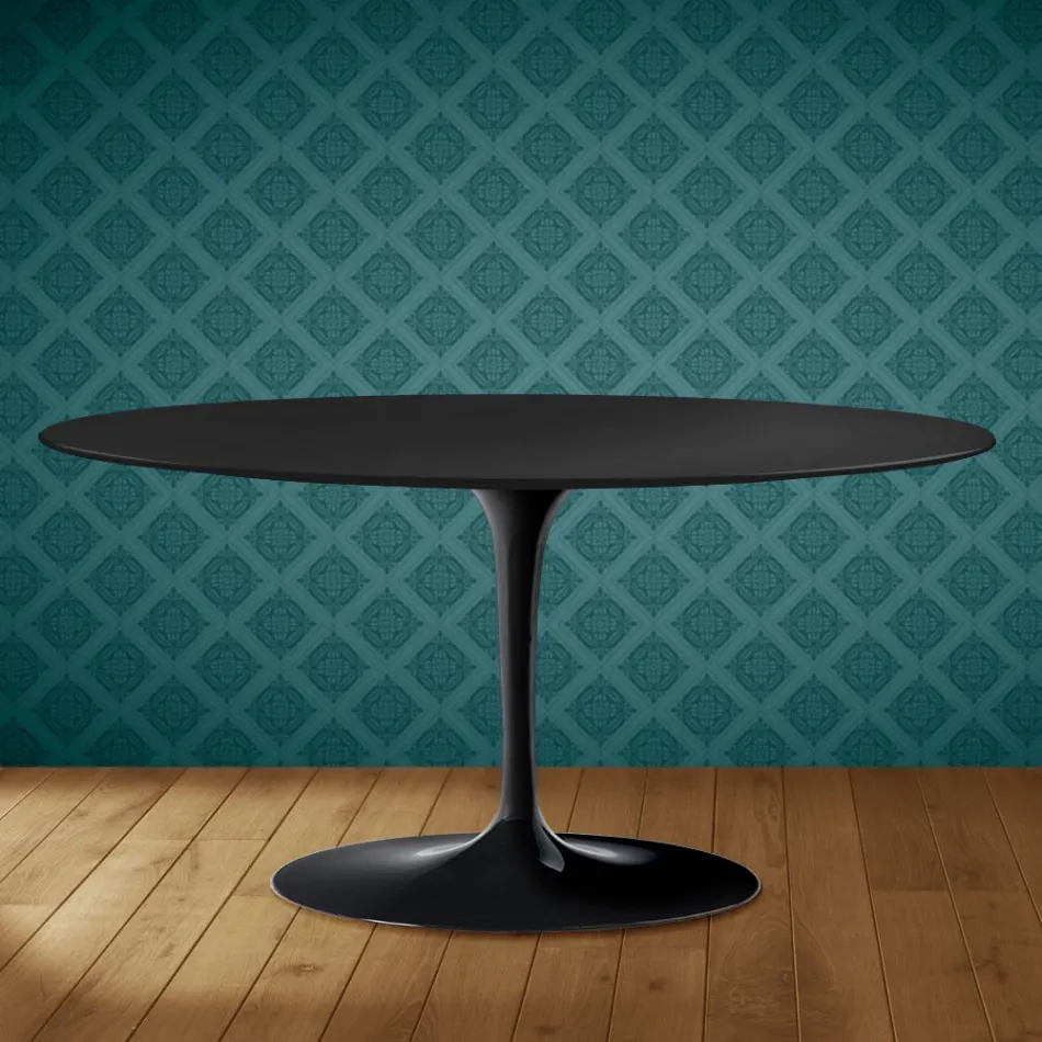 Tavolino Tulip Saarinen Ovale H 41 in Ceramica Domoos Made in Italy - Scarlet Viadurini