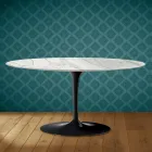 Tavolino Tulip Saarinen Ovale H 41 in Ceramica Lucid Made in Italy - Scarlet Viadurini