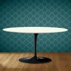 Tavolino Tulip Saarinen Ovale H 41 in Ceramica Moonè Made in Italy - Scarlet Viadurini