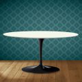 Tavolino Tulip Saarinen Ovale H 41 in Ceramica Moonè Made in Italy - Scarlet