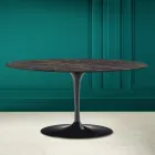 Tavolino Tulip Saarinen Ovale H 41 in Ceramica Noir Desire Made in Italy - Scarlet Viadurini