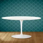 Tavolino Tulip Saarinen Ovale H 41 in Ceramica Rem Made in Italy - Scarlet Viadurini