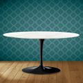 Tavolino Tulip Saarinen Ovale H 41 in Ceramica Rem Made in Italy - Scarlet